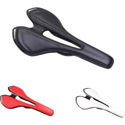 Mountain&Road Bike Saddle Carbon Fibre with PU Leather Saddle Bicycle Front Seat Cycling Saddle MTB Hollow Seats