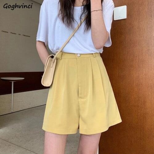 Shorts Women Harajuku Solid Casual Simple Loose Knee Length Office Lady Elegant Summer All-match Wide Leg Trousers Draped Trendy