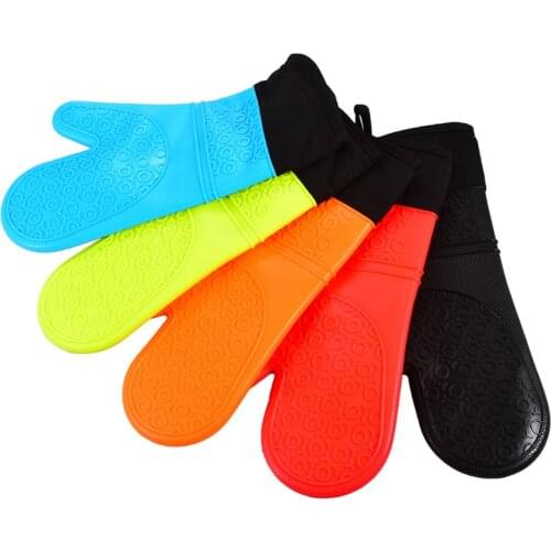 Silicone Kitchen Microwave Mittens Oven Glove silicon Heat-Resistant Gloves Cooking Barbecue Gants WF
