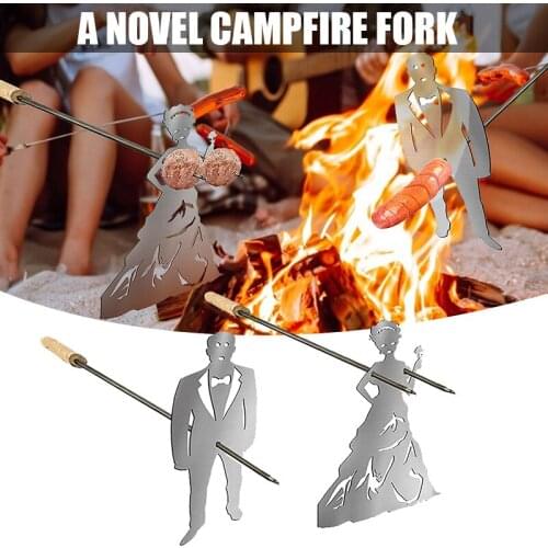 Steel Grill Hot Dog Guys Meatball Grils Dress Men Women Shaped Stainless Steel Camp Fire Roasting Stick for Campfire SCIE999