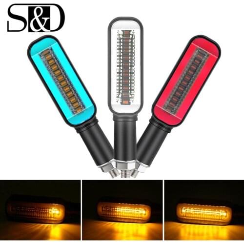 1Pc LED Turn Signal Light Motorcycle Stop Signal DRL Flowing Water Flashing 2 in 1 Blinker Indicator Tail Lamp Universal Brake