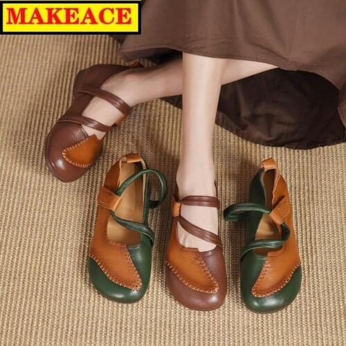 Fashion Womens Shoes 2021 Autumn New Leather Color Womens Shoes Flat Shoes Outdoor Casual Shoes Loafers Large Size Oxford Shoe