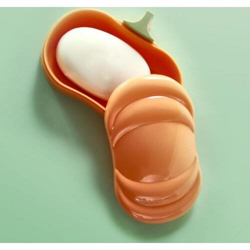 Bathroom Soap Dish Plate Case Wear-resistant Creative Pumpkin Shape Drain Design Plastic Soap Dish Holder for Kitchen Supply