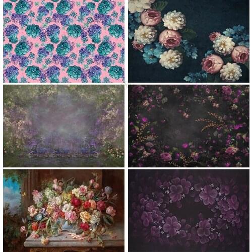Vintage Blue Floral Background for Photography Newborn Baby Kids Abstract Fantasy Child Photographic Backdrops for Photo Studio