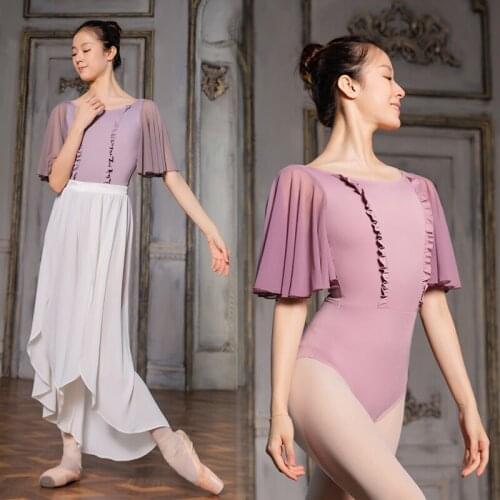 Fairy Ballet Tights Women Mesh Gymnastic Leotard Classical Dancewear Performance Costume Yoga Bodysuit Ballerina Outfit JL3545