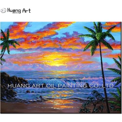 High Quality Seascape Hand-painted Modern Sunrise Sky Landscape Oil Painting On Canvas Painting for Living Room Wall Decor Art