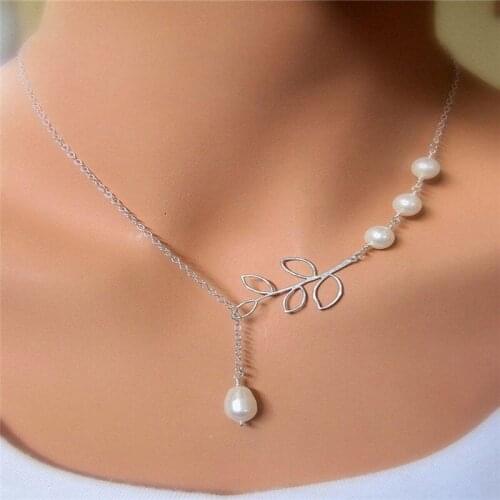 Pearl Pendant Necklaces necklace women Fashion Long Leaf Chain Necklace Jewelry Accessories Girls Christmas Gifts choker chain