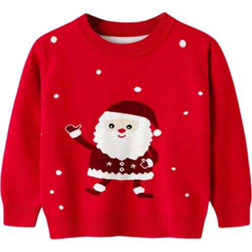 Winter Girls Clothes Chritmas Toddler Kids Boy Warm Plus velvet Sweater Children Santa Claus Printed Sweaters Baby Girl Clothing