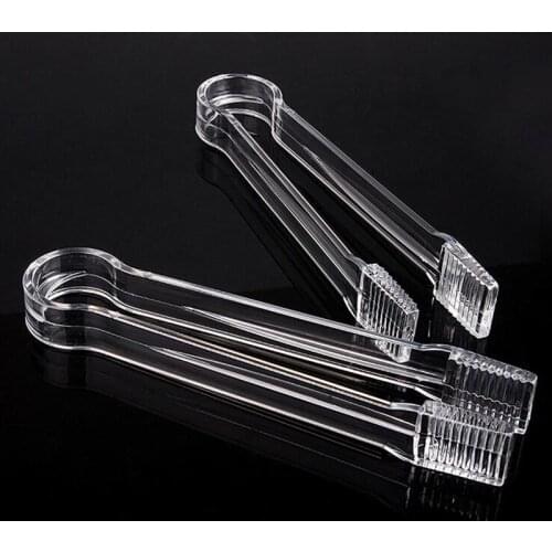 1pc Transparent Acrylic Ice Tongs Serving Tongs Food Clip Bread Cake Salad Tongs For Home Party Bar