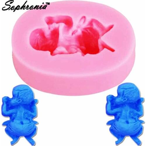 10PCS/SET 3D Non-Stick Silicone Mold Sleeping Baby Soap Fondant Cake Decorating Bakeware Baking Kitchen Pastry Mold Tool m785