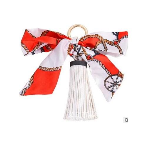 100pcs/lot fedex fast korean style woman bowknot tassel keychain female pu leather ashion Car Key Holder