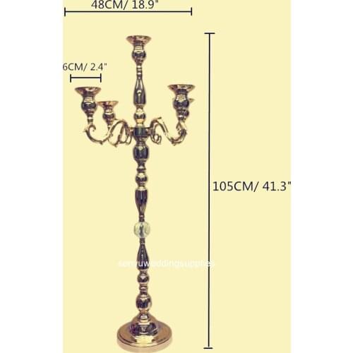 12pcs) new style105cm tall Candle Holders 5-arms Metal Candelabras Crystal Candlesticks For Wedding Event Centerpieces senyu2189