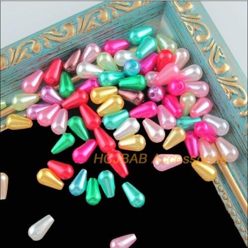 180 New Solid Color Teardrop Charms Acrylic Spacer Beads Mixed Loose 6x10mm