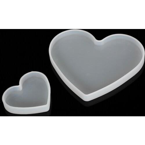 2pcs Translucent Silicone Mold Love Shape Dish Resin Plate Heart Coaster Tray Mould Eco-friendly Craft DIY Accessories