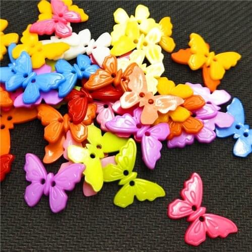 50Pcs/lot 23x17mm Sewing Mixed 2- Holes Resin Butterfly Buttons Scrapbooking Accessories DIY Home Clothes