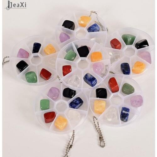 7 pcs/box Chakra Tumbled Stone Natural Gemstone Rock Mineral Crystal Polish Healing Stone for feng shui home decorating Reiki