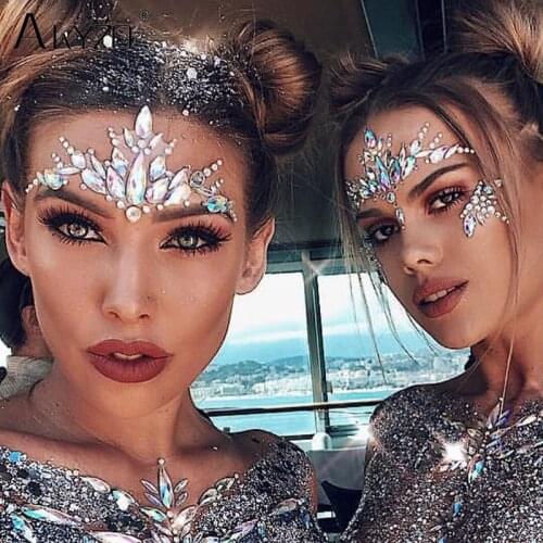 AKYZO Adhesive Face Gems Festival Jewelry Temporary Face Jewels Stickers Party Body Rhinestone Flash Body Make Up Accessories