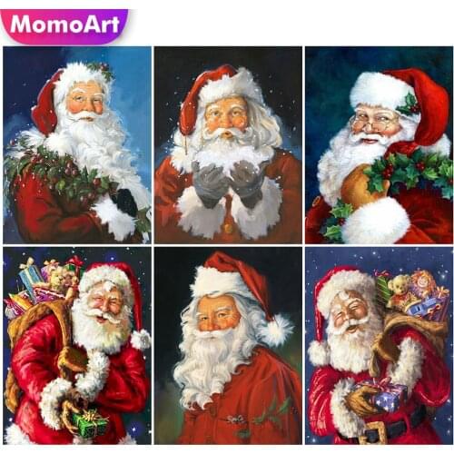 MomoArt 5D DIY Diamond Mosaic Cartoon Full Drill Square Diamond Embroidery Santa Claus Needlework Beaded Mosaic Christmas Gift