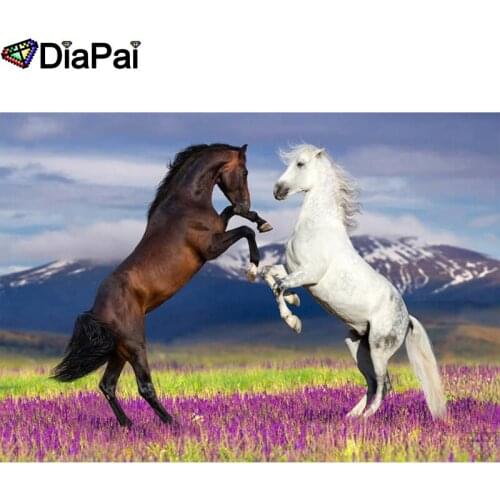 DIAPAI Diamond Painting 5D DIY 100% Full Square/Round Drill "Animal horse friend"Diamond Embroidery Cross Stitch 3D Decor A18505