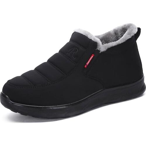 New Listing 2018 men boots black winter shoes male snowboots warm fur Rubber strong outsole New man style free shipping