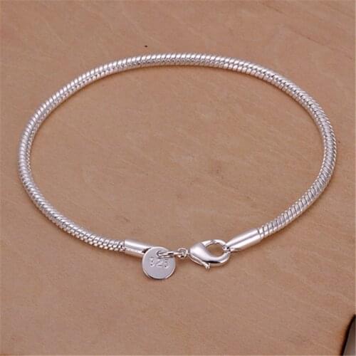 Silver color 3MM snake cute fashion women lady chain bracelets new listings high quality fashion jewelry Christmas gifts