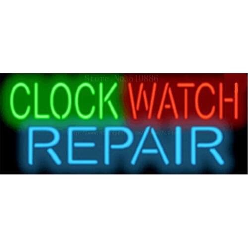 Clock Watch Repair NEON SIGN REAL GLASS BEER BAR PUB LIGHT SIGNS display Accessory Pawn shop Exchange Advertising Light 17*14"