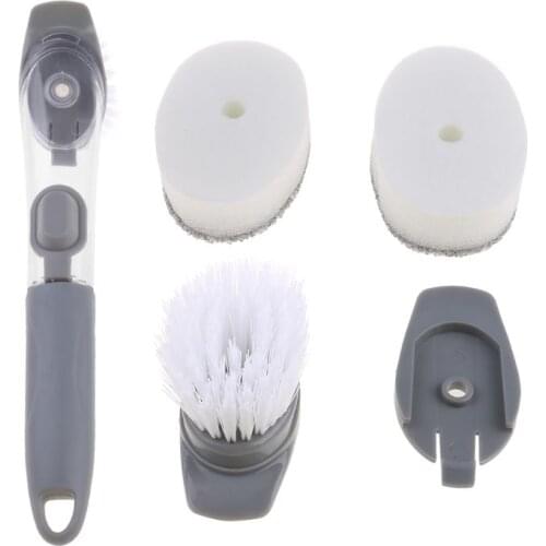 Dishwasher Soap Dispenser, 2 in 1 Sponge with Soap Dispenser and Hard Brush Tool K0AB