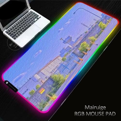 LED Light Gaming XXL Japanese street Mouse Pad RGB Large Genshin Impact XL Keyboard Cover Rubber Base Computer Desk Mat PC Game