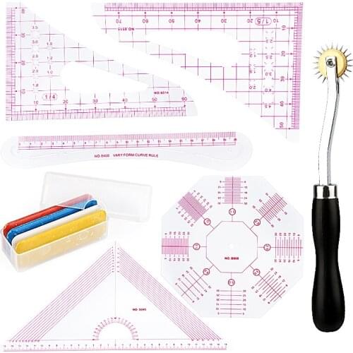 Imzay 10Pcs Plastic French Curve Sewing Tailor Ruler Set Sewing Drawing Ruler Yardstick French Curve Cutting Ruler Paddle Set
