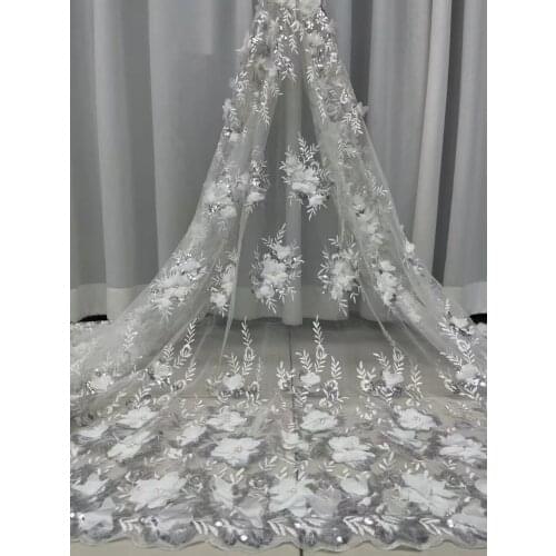 Exquisite 3D Applique With Bead Embroidery French Tulle Lace Fashionable African Lace Fabric Evening Dress Skirt Design Fabric