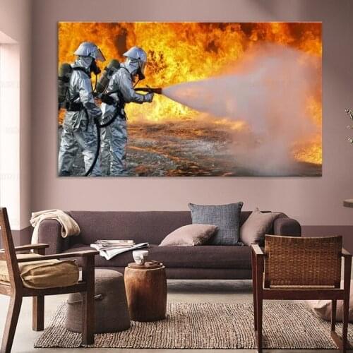 Fire hero Canvas Painting Wall Art Home Decor Modular Picture Firemen posters and Prints Living Room Decotation