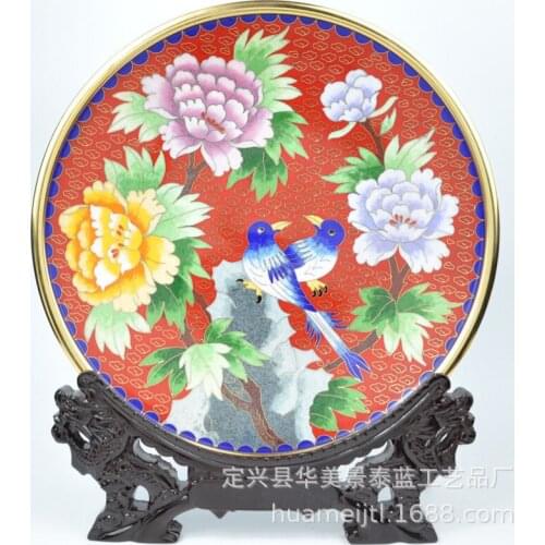 Chinese Characteristic Handicraft Hotel plate Family Bar KTV Jingtai Blue Plate Living Room Decoration Copper Tire Handicraft pl