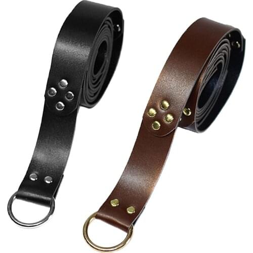 Leather Ring Belt Medieval Viking Knight Cosplay Viking Battle Costume Leather Ring Belt for Men Women