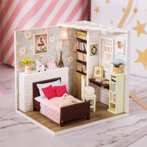 Doll House Diy Miniature 3D Wooden Miniaturas Dollhouse Furniture Building Kits Toys for Children Christmas Gifts