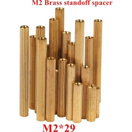 100pcs/lot M2*29 Brass standoff spacers Round brass pillar Thread M2 Female female Spacing Screws L=29mm