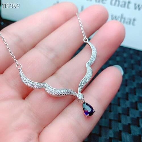 The Best Anniversary Gift 100% Natural Real Fashion Sapphire Pendant 925 sterling silver For men or women