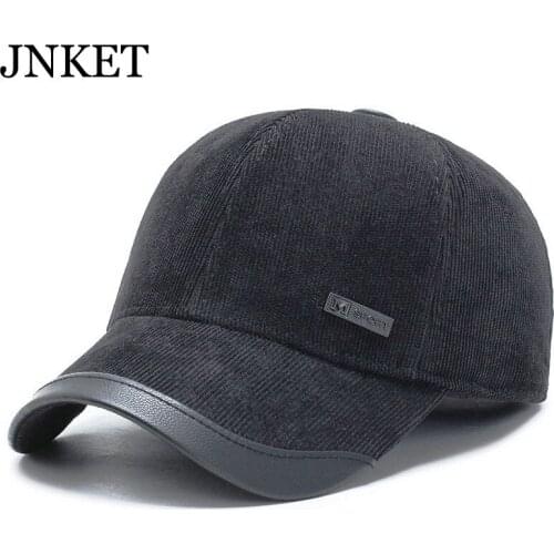 JNKET Winter Cap Men Baseball Cap Warm Earflap Baseball Hats Adjustable Snapbacks Hats Sports Cap Golf Hat Gorras Baseball