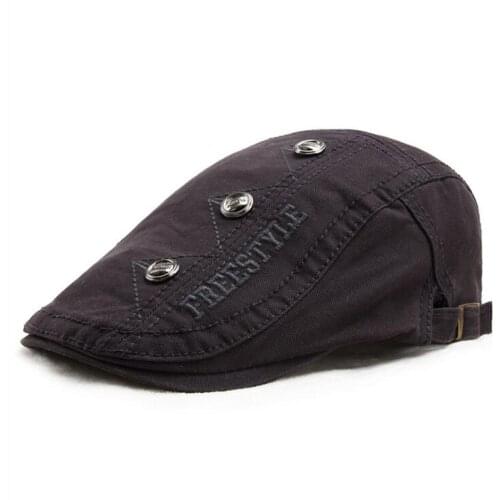 Pure cotton mens beret caps autumn and winter embroidered button cap women hat