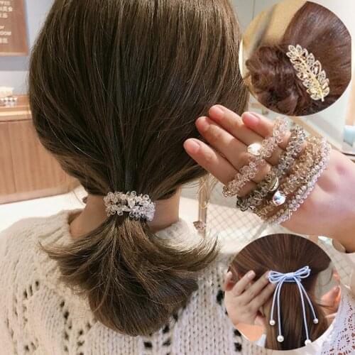 Multi Style Hair Ties Pearl Scrunchies Set for Women Girls Making Hair Tools Accessories Elastic Rubber Band Headwear Ornament
