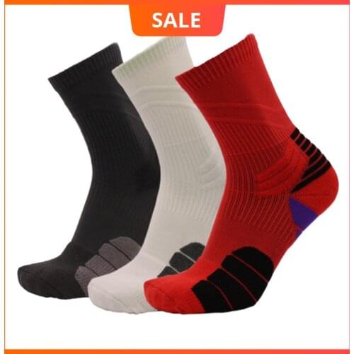 Men Long Basketball Sports Sock Breathable Towel Bottom Non-slip Cycling Football Running Tennis Sport Socks 3 Colors Wholesale