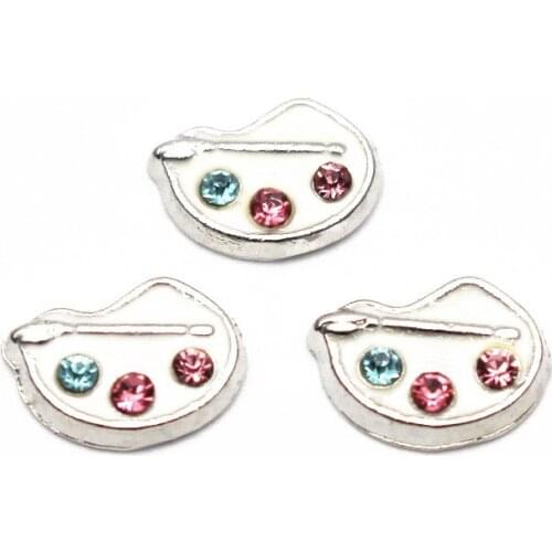 New arrive 10pcs/lot colours crystal Canvas board floating charms living glass floating pendant lockets