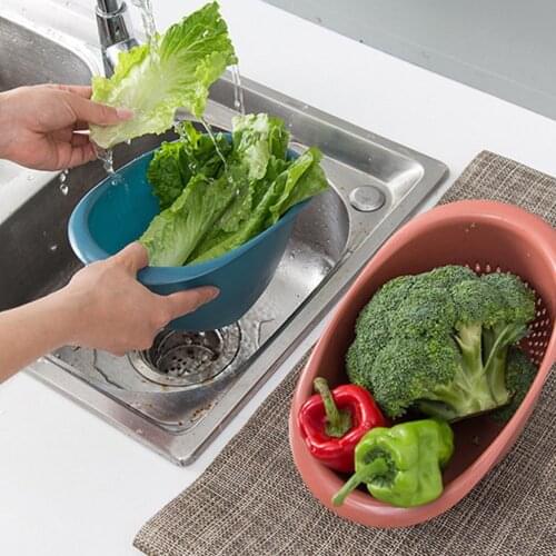 NEW Food Grade Plastic Rice Beans Peas Washing Filter Strainer Green Pink Color Basket Sieve Drainer Cleaning Gadget