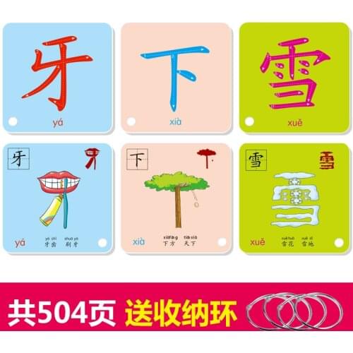New Hot Chinese Character Hanzi Cards Pictographic literacy pinyin Chinese vocabulary book for kids,252 sheets,size :8*8cm