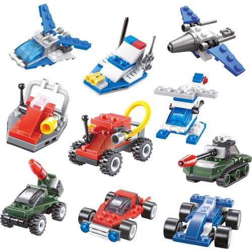 Small Bricks Construction Educational Building Blocks Toys For Kids 6Years DIY Birthday Gift Car Truck Tank Space Aircraft Model