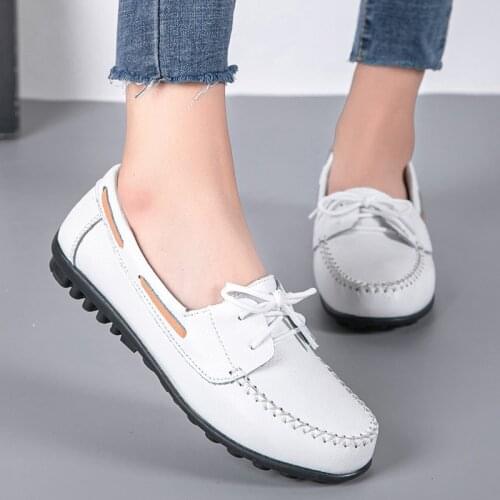 Woman Nurse Flat Shoes Women Lace Up 2021 Womens Moccasins Sneakers Shoes For Female Breathable Flats Walking Chaussure Femme