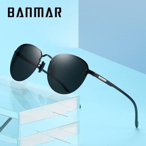 BANMAR Men Vintage Pilot Rimless polarized Sunglasses Classic Brand Sun glasses Driving Eyewear For Men/Women