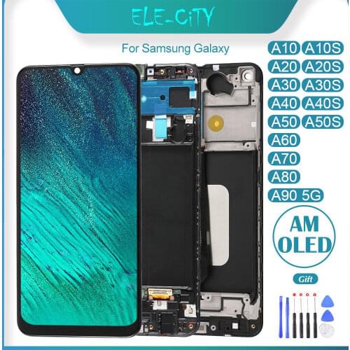 LCD For Samsung Galaxy A10 A20 A30 A40 A50 A60 A70 A80 A90 A40s A30s AMOLED Touch Screen Display With Frame Assembly Replacement