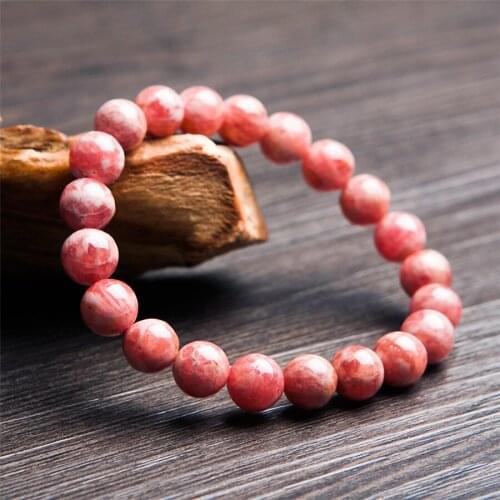 Wholesale 9mm Genuine Red Natural Rhodochrosite Bracelet Women Female Stretch Crystal Round Bead Bracelet
