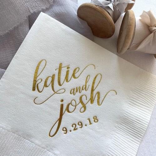 Personalised First Name Wedding Napkins | Rehearsal Dinner | Engagement Party | Custom Bar Napkins | Custom Wedding Napkins