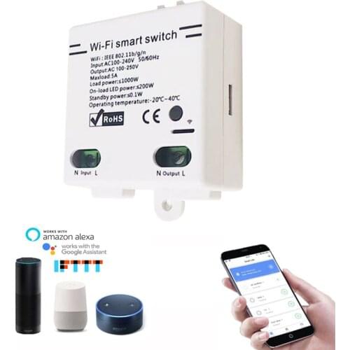 WIFI Smart DIY Switch Wireless Remote Control 100-250V Smart Home Automation Switch Compatible with Alexa Google Home Assistant